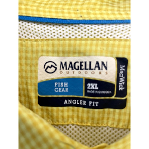 Magellan Angler Fit Vented Back Yellow/Gold Gingham Fish Gear Shirt, Mens 2XL - Picture 2 of 3